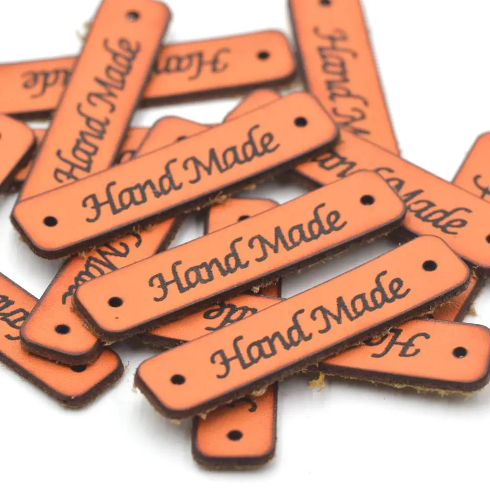 KALASO высокое качество 20 шт. оранжевые этикетки для одежды ручной работы кожаные
