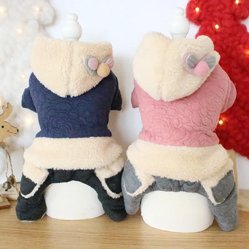 

Ropa Para Mascotas, теплая осенне-зимняя одежда для домашних животных, двухслойная толстая одежда с хлопковой подкладкой, цельный костюм для собак