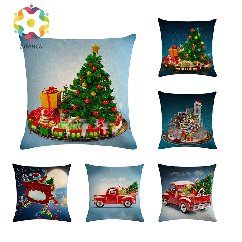 Рождественская серия домашняя гостиная столовая Подушка льняная декоративная