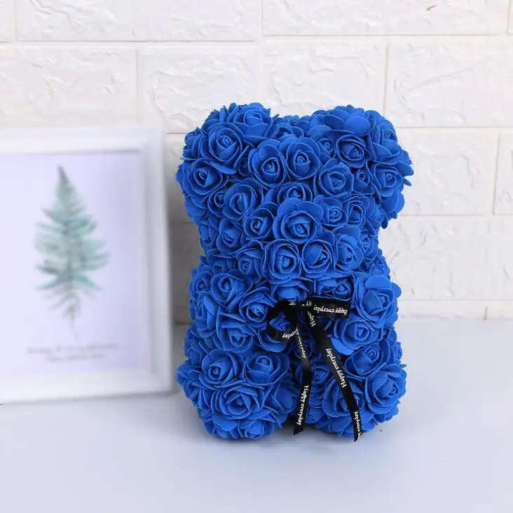 Dark Blue Искусственные цветы 25 см Роза медведь девушка Юбилей Рождество День Святого Валентина подарок на день рождения для свадебной вечеринки - Цвет: Dark Blue