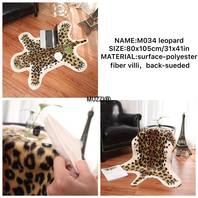 new leopard Коврик с леопардовым принтом, корова, леопард, тигр, принт из воловьей кожи, искусственная кожа, нескользящий коврик, 94x100 см, ковер с животным принтом для ho - Цвет: new leopard