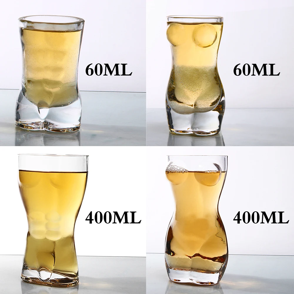 

1pcs Sexy Lady Men Durable Double Wall Whiskey Glasses Wine Shot Glass Big Chest Beer Cup Creative Body Shape Glass Cup