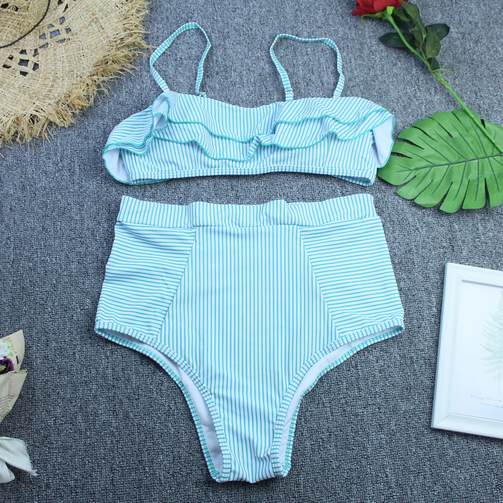Сексуальное бикини 2020 купальник из двух частей в стиле ретро полосатый