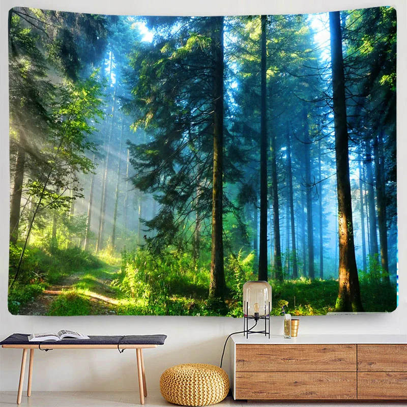 Настенный гобелен в стиле натурального леса настенное одеяло с принтом дешевое