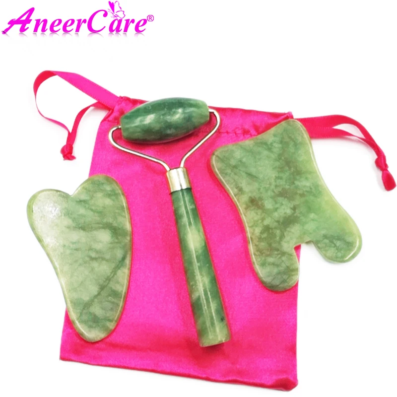 3 шт. 100% природного камня нефрита гуаша инструмент массаж спа терапии лицевой