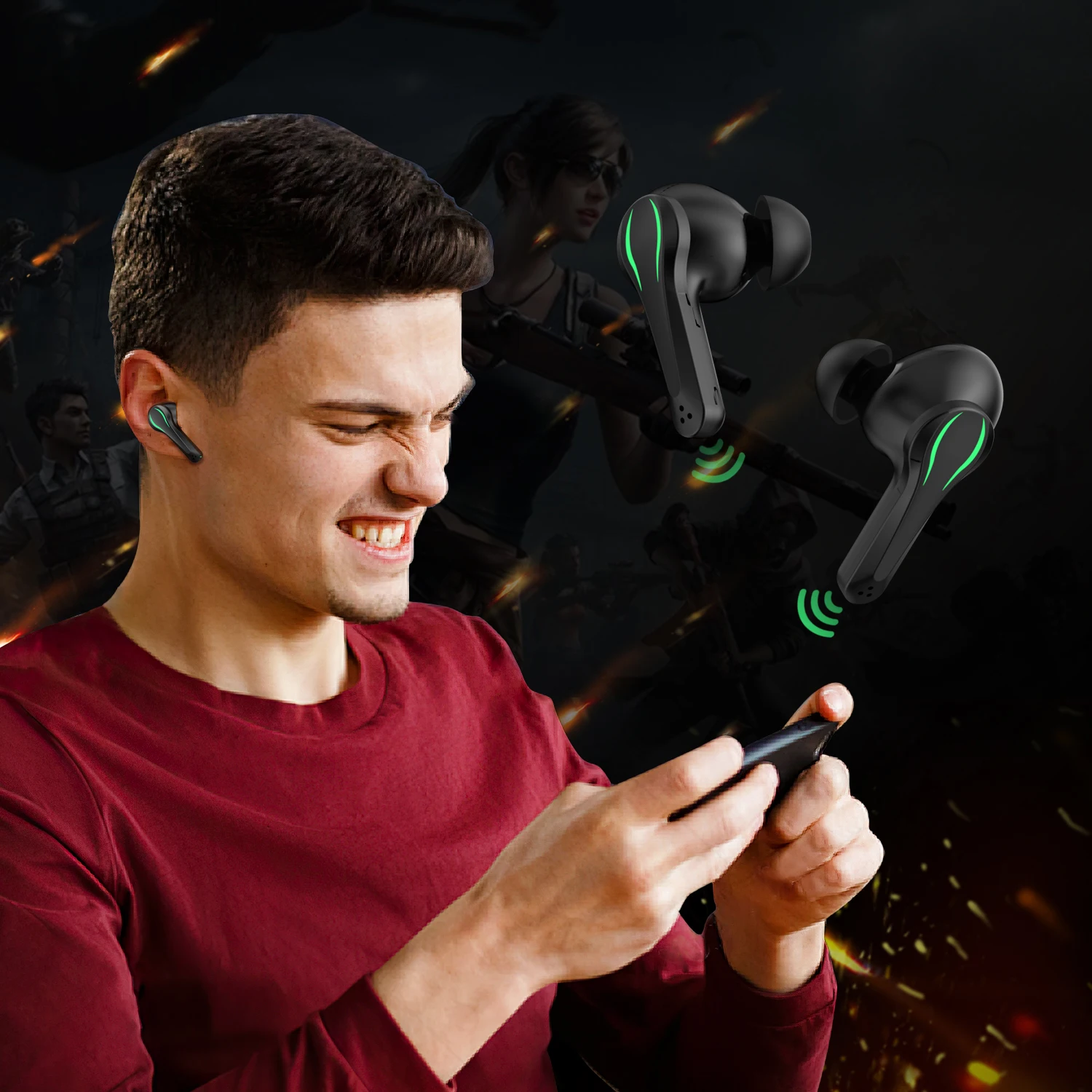

KINGSTAR Gaming Earbuds TWS Wireless Earphones Bass Stereo Sound Bluetooth Headphones With Mic Positioning PUBG Gamer Headset