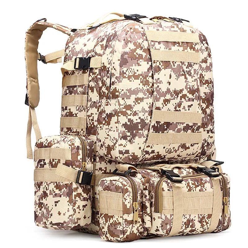4 в 1 50 л Тактический Военный Рюкзак Molle, 600D нейлон Oudoor походный тактический рюкзак, водонепроницаемый камуфляж Альпинистский рюкзак сумки - Цвет: Desert digital