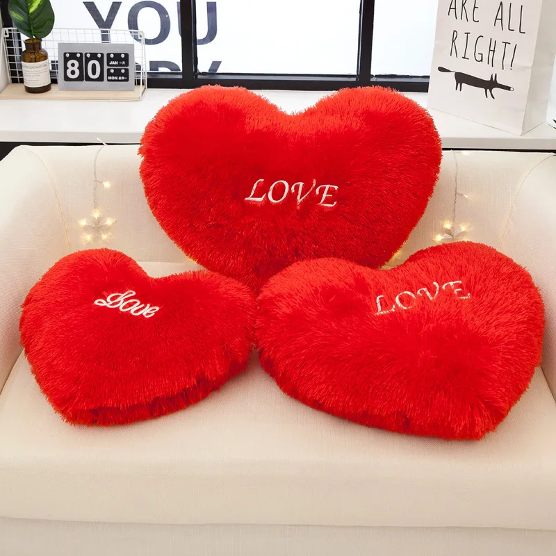 

Red Heart Shape Throw Pillow Sofa Car Seat Cushion Stuffed Plush Doll Toy Cushion Home Decoration Cushions Wedding Lovers Gift