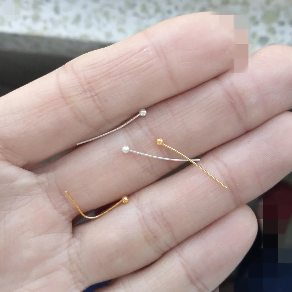 

Латунные штифты для изготовления ювелирных изделий, шариковые поделки из бисера, золотые, короткие, 20 мм, гибкие, серебряные детали для руко...