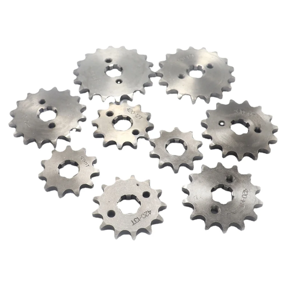 

Front Engine 420# 17mm 10T 11T 12T 13T 14T 15T 16T 17T 18T 19T Teeth Chain Sprocket With Retainer Plate Locker For Motorcycle