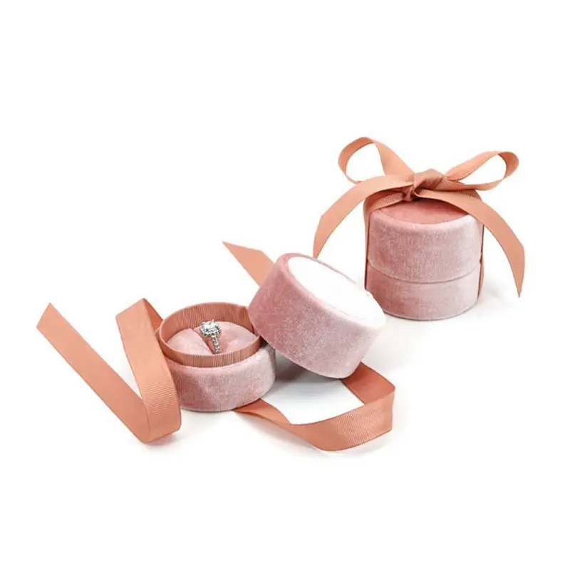 Круглый бант свадебное обручальное кольцо серьги дисплей чехол креативная лента