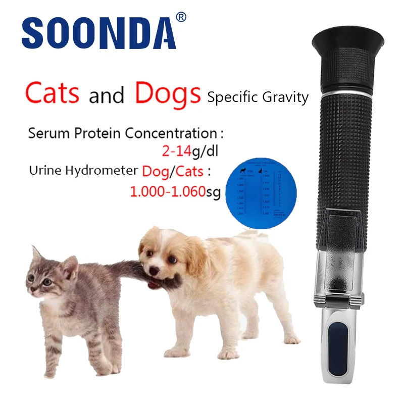 

2-in-1 Urine Refractometer For Pet Cat Dog Clinical Medical House Usage 1-1.06 Specific Gravity Serum Plasma Protein Hemoglobin