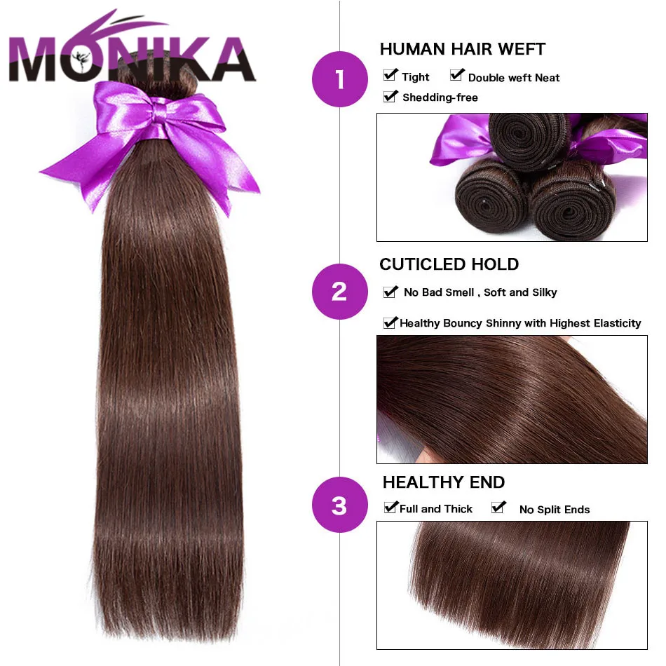 Monika волосы 2#4# цветные пряди для волос, перуанские прямые волосы, 3 пряди, человеческие волосы, пряди, Омбре, волнистые волосы, не Реми, пучок, предложение