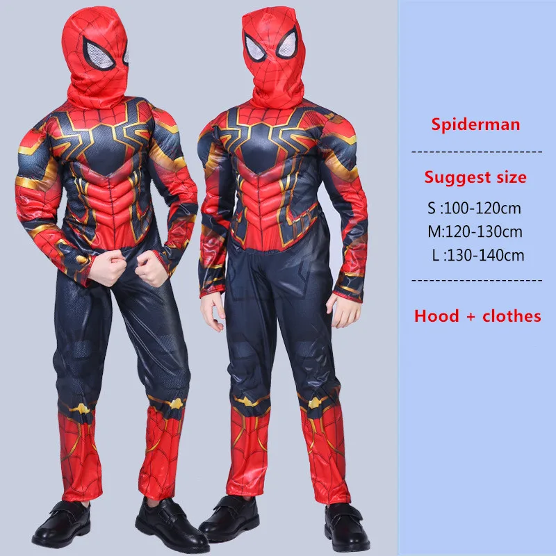 

Avergers Superhero Spiderman Cosplay Costume For Children Clothing Set Muscle Spider Man Suit Halloween Cosplay Costume for Kids