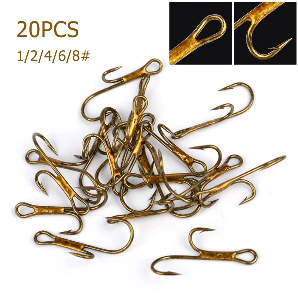 

20pcs/Lot Barbed Golden Double Fishing Hooks High Carbon Steel Worm Lure Crank Twin Hook Ryder Pike Dead Bait Predator Salmon