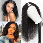 U-образные парики из человеческих волос, парик с глубокой волной, необработанный бразильский кудрявый парик для черных женщин, натуральные черные волнистые волосы, парик из человеческих волос