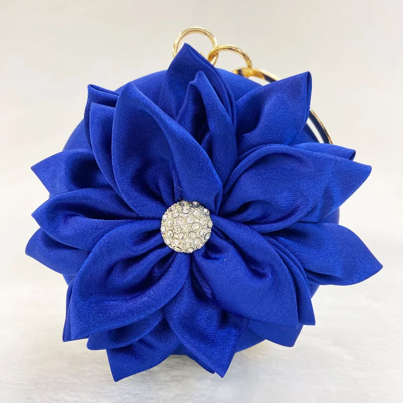 

New Flower Dinner Bag Fashion Silk Handbag Round Evening Bag Wedding Dress Party Bag Elegant Small Round Bag Ladies Money Bag