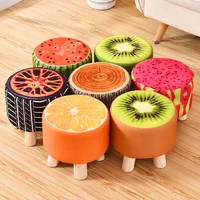 solid wood stool for shoes creative fabric low stool for children and adults small and round bench stool low fruit stool children stool bathroom drawings