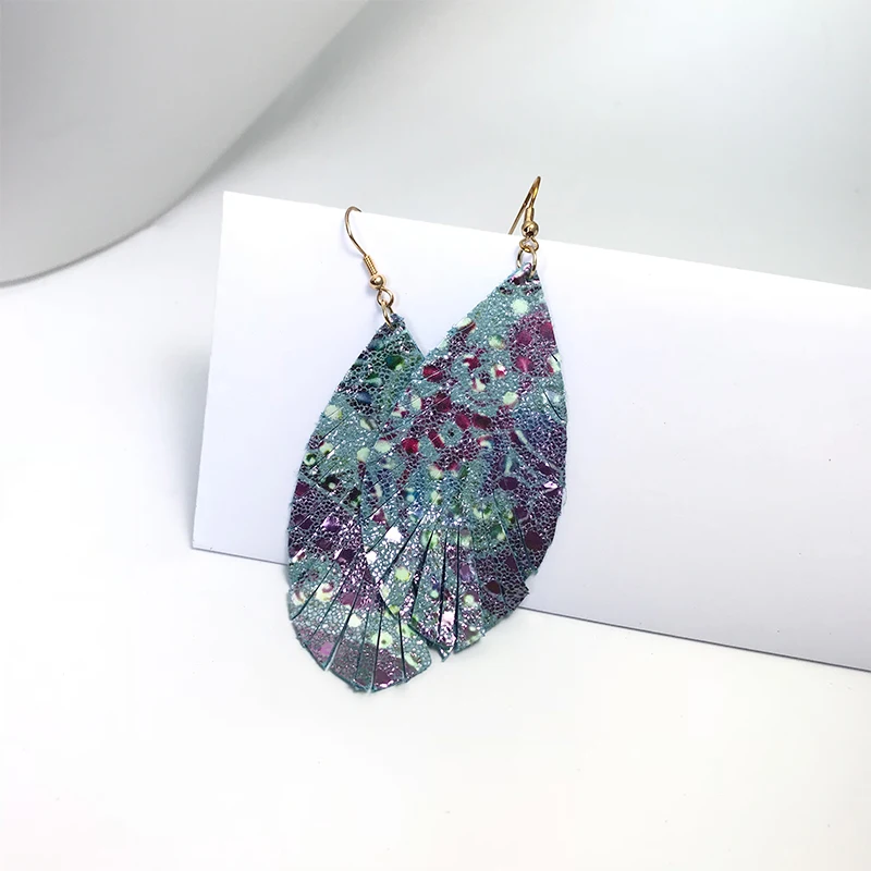 Cpop новые модные блестящие серьги из натуральной кожи для женщин массивные