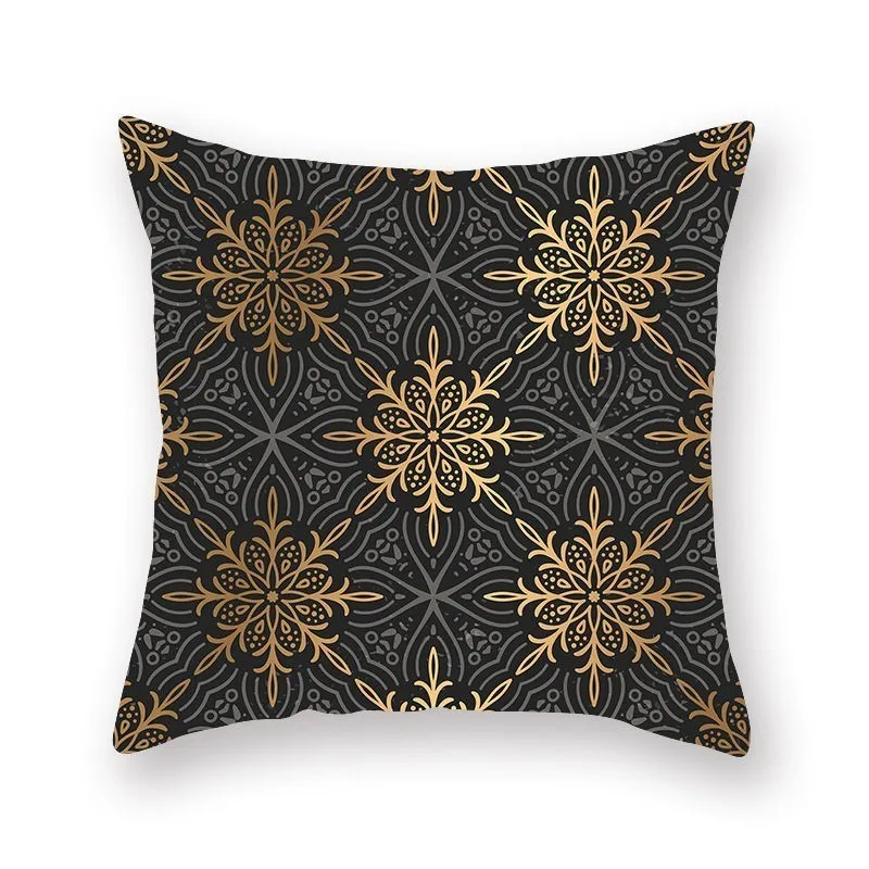 

45*45cm Cushion Cover Decorative Polyester Pillow Case Gold Printed Creative Sofa Seat Car Pillowcase Soft Bed