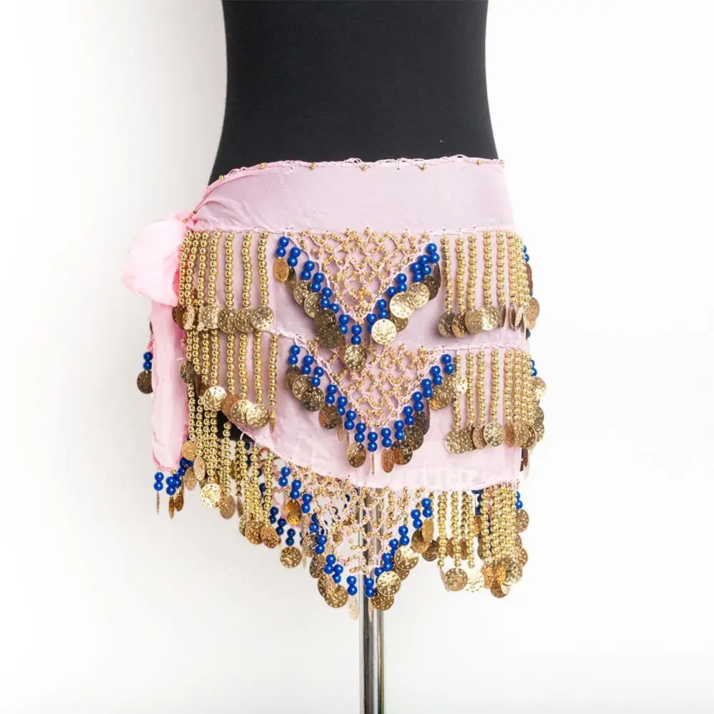 

Women Beaded Belly Dance Hip Scarf With Coins Sexy Belly Dance Hip Scarves Gypsy Dance Costume Carnival Skirt Belly dancing Belt
