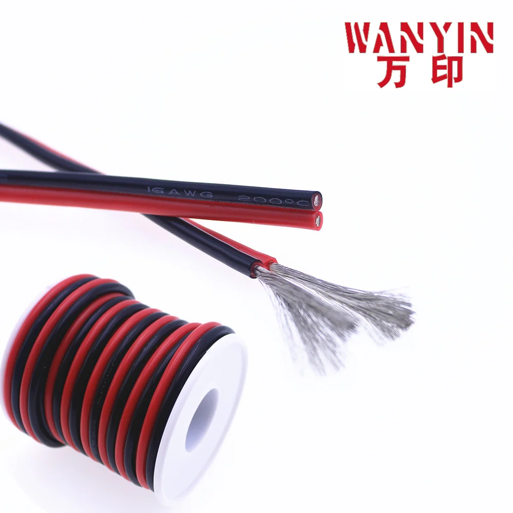 Высококачественный 2 жильный силиконовый провод 12AWG 14AWG 16AWG18awg 20AWG мягкий кабель