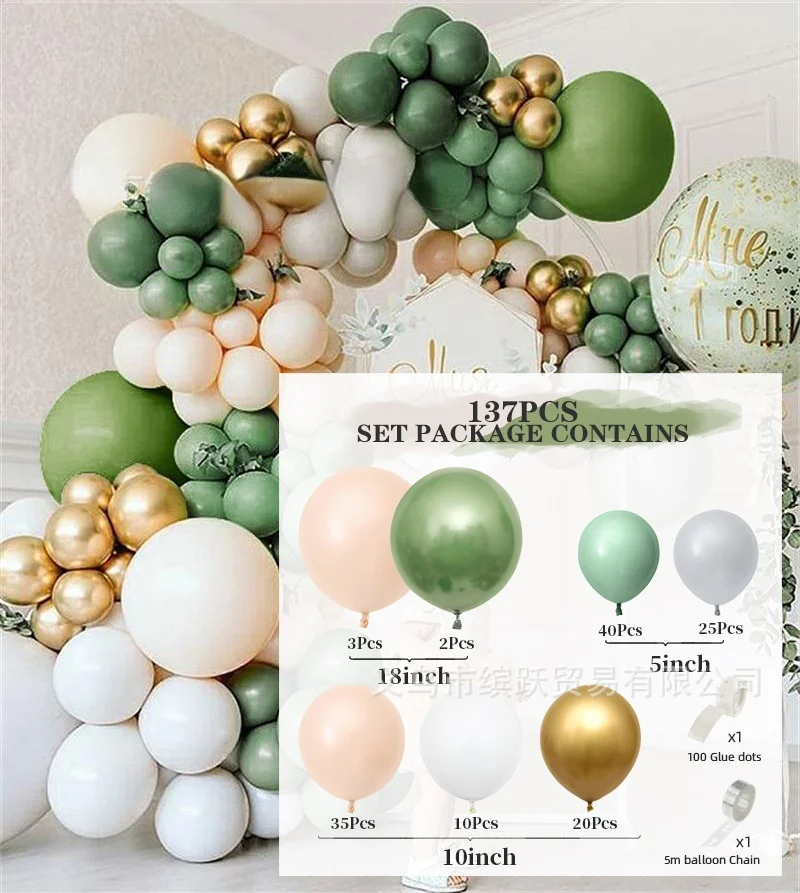 

Green Silver Macaron Metal Balloon Garland Arch Wedding Birthday Balloons Decoration Party Balloons For Kids Baby Shower