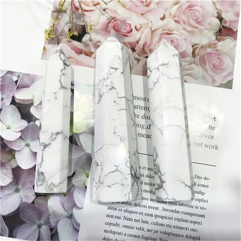 

1pcs healing crystals point gemstone natural howlite points for home decoration