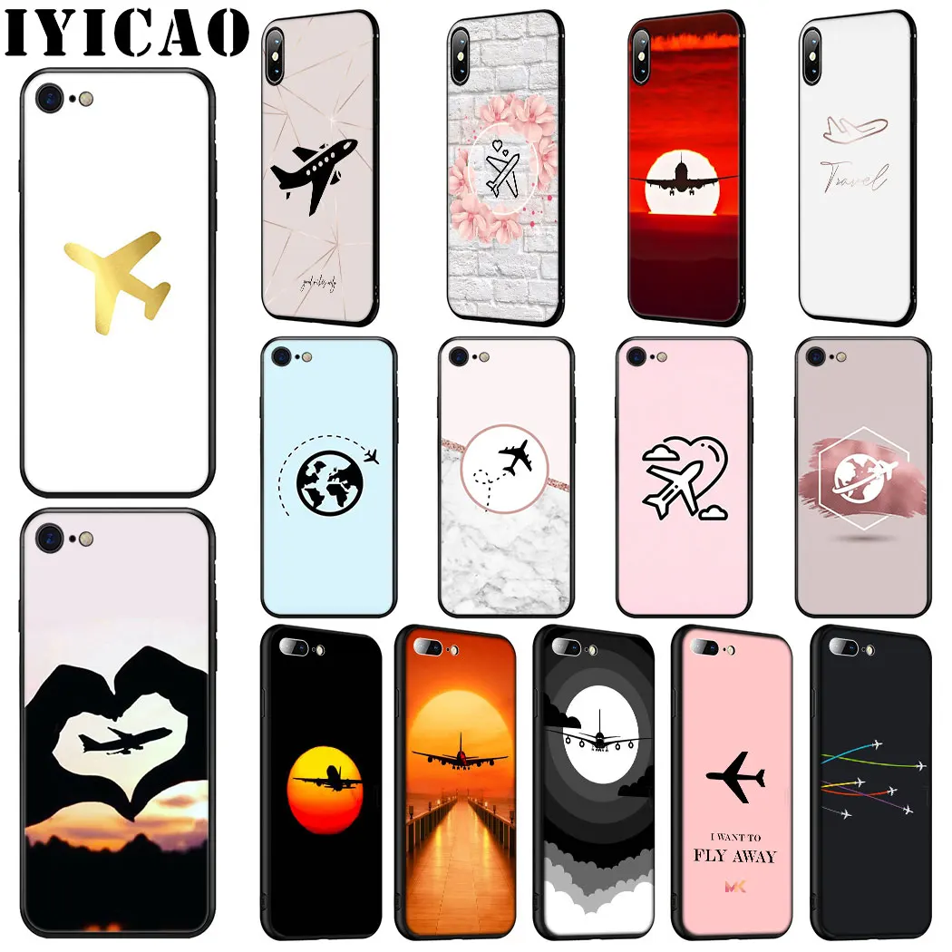 Роскошный мягкий силиконовый чехол IYICAO Airplane для iPhone 11 Pro Max XR X XS 6 6S 7 8 Plus 5 5S SE |