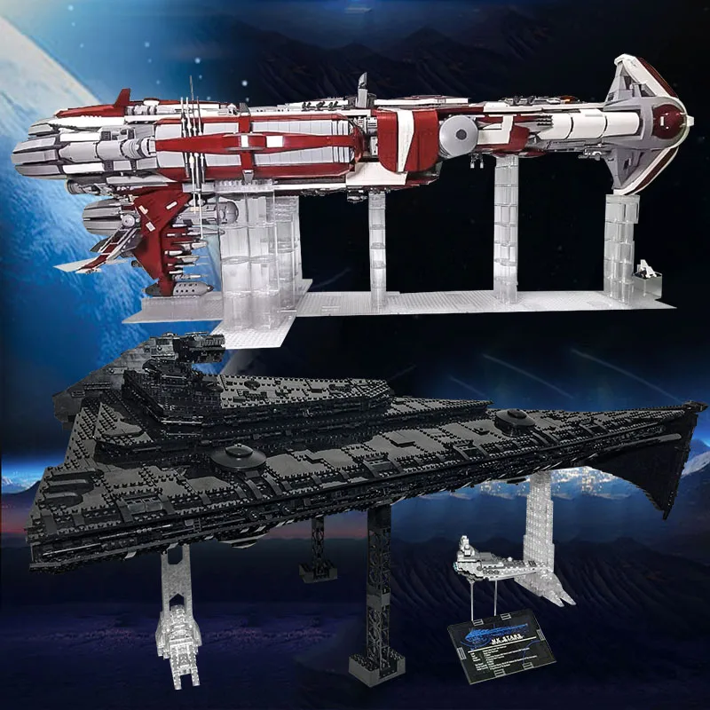 Espacial o Moc Blocos de Construção Série Antiga República Escolta Cruiser Modelo Navio Tijolos Star Destroyer Lutadores Define Crianças Presentes Natal