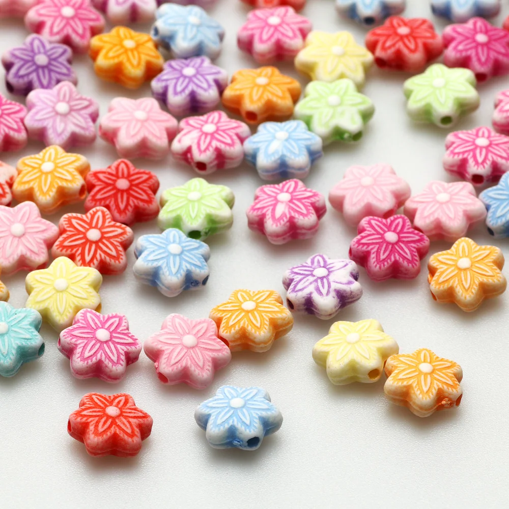 

Разноцветные акриловые бусины в форме цветка, бусины-разделители россыпью для изготовления ювелирных изделий своими руками, Детские аксес...