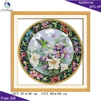 joy sunday the wreath of sweet nectar home decor j354 14ct 11ct stamped counted flowers and birds cross stitch kit