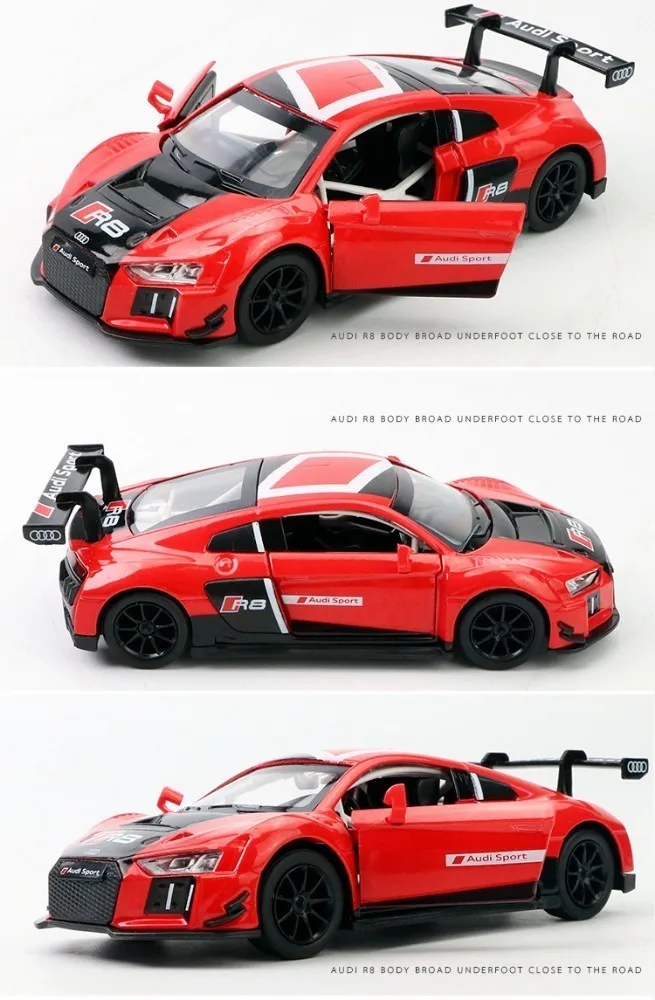1/32 Caipo Aud-R8 литой под давлением литой металлический автомобиль с высокой имитации игрушки для детей транспортное средство автомобиль модель магнитные серьги Wheelsi