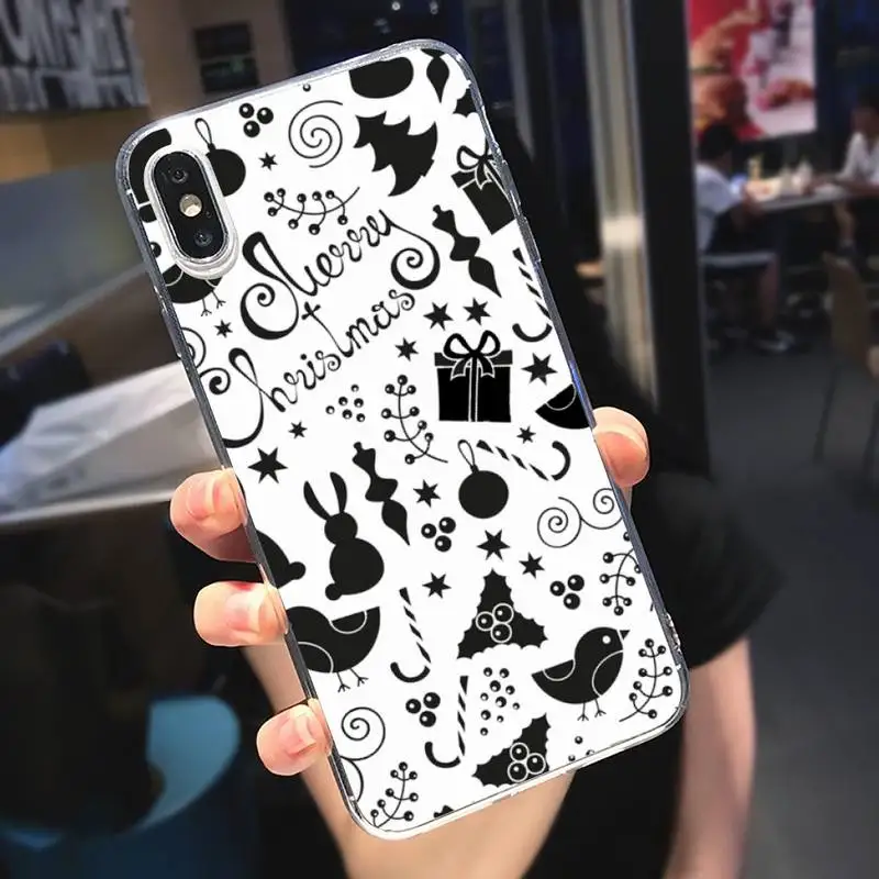 

Merry Christmas tree elk Phone Case Transparent soft For iphone 5 5s 5c se 6 6s 7 8 11 12 plus mini x xs xr pro max