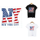 Нашивки с надписью Нью-Йорка, с рисунком флага Нью-Йорка для одежды, наклейки на одежду, наклейки на футболку, нашивки на заказ, топы R