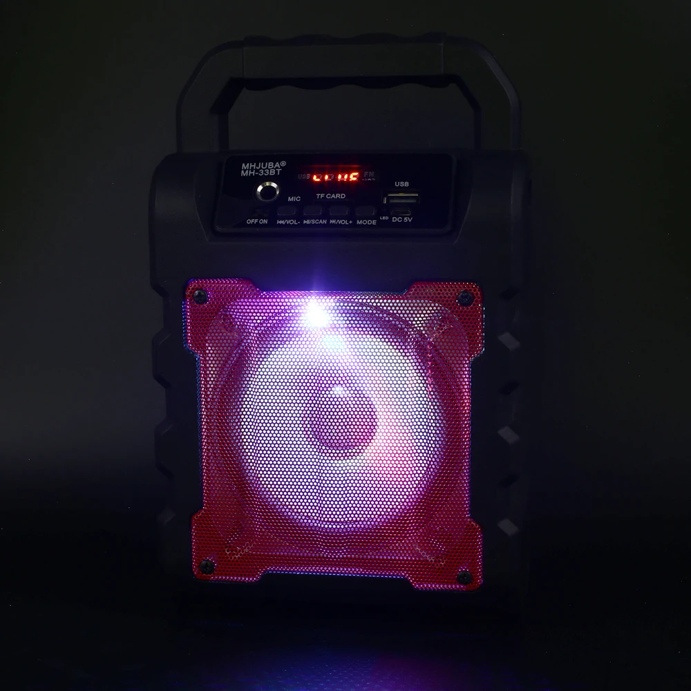 

Large Size Bluetooth Speaker Wireless Sound System Bass Stereo with LED Light Support TF Card FM Radio Outdoor Sport Travel