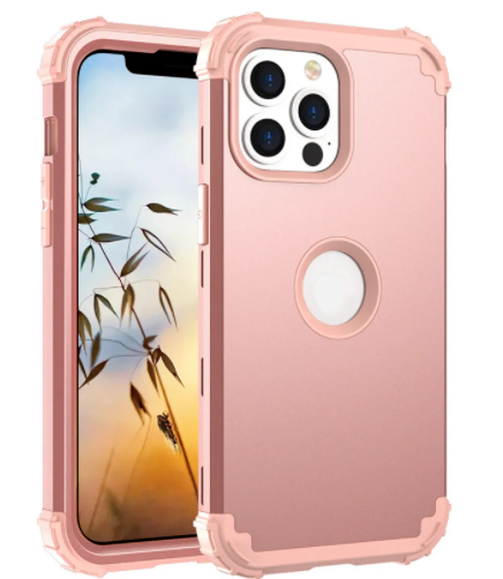 

Чехол для IPhone 13 Hybrid 3 в 1, противоударный тонкий сверхпрочный жесткий чехол из поликарбоната, Мягкий Силиконовый прочный бампер, полноразмер...