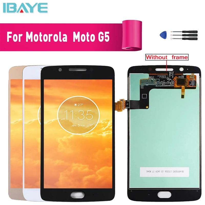ЖК-дисплей для Motorola Moto G5 XT1672 XT1676 сенсорный экран дигитайзер без рамки отпечатков