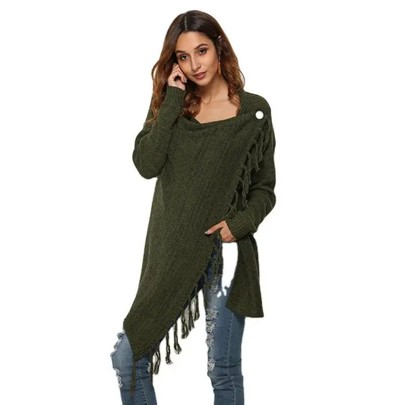 

knitted sweater coat large women's tassel