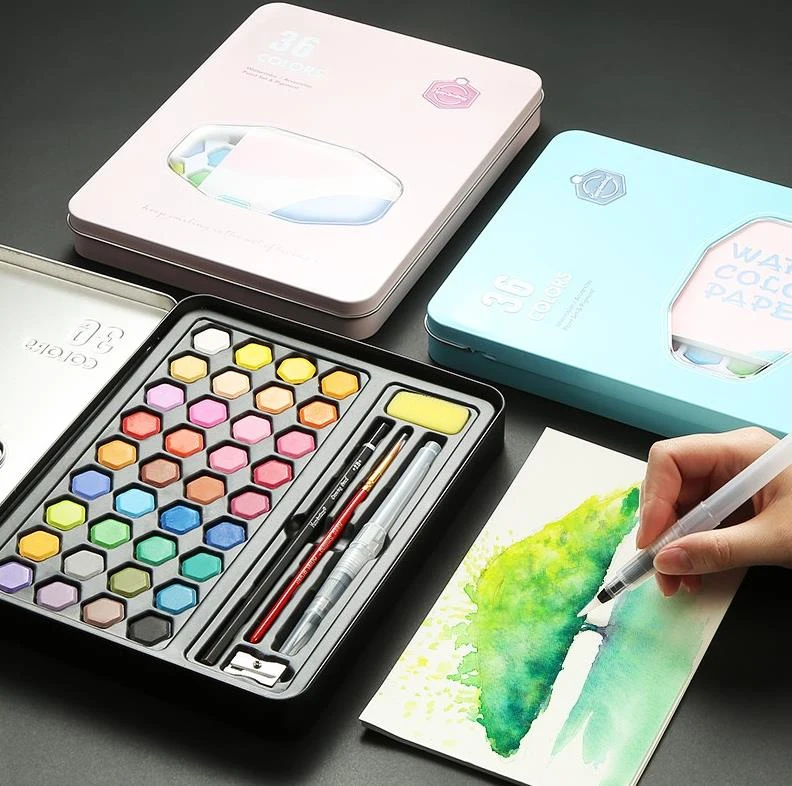 36 цветов железная коробка одноцветная краска для воды начинающих студентов