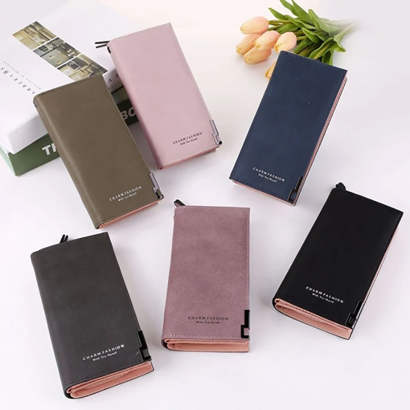 

Women Wallets Fashion Frosted Lady Wristlet Handbags Long Money Bag Zipper Coin Purse Cards ID Holder Clutch Woman purse