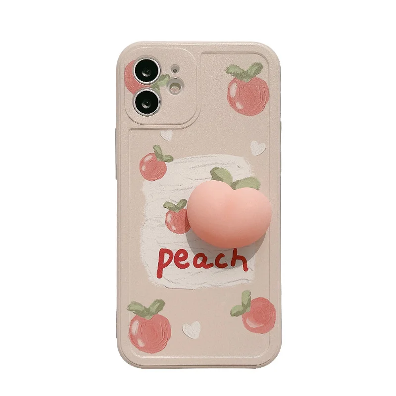

3D Cute Korean Sweet vent Peach Phone Case For iPhone 11 12 Pro Max XR Xs Max 13 Plus X 7Plus Case soft TPU Transparent Cover