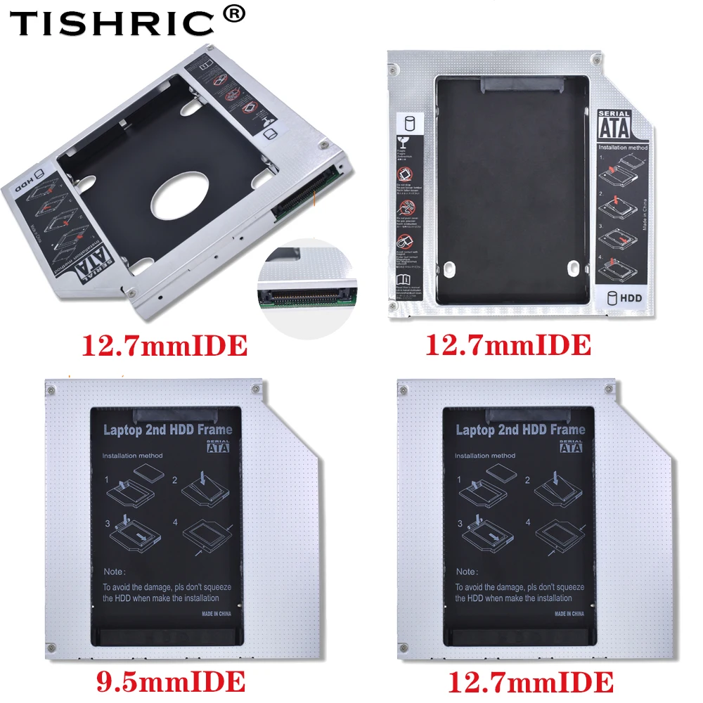 TISHRIC Алюминий 9 5 мм/12 7 мм SATA IDE PATA 2nd HDD Caddy 2 &quotSATA 3 0 жесткий диск SSD корпус жесткого