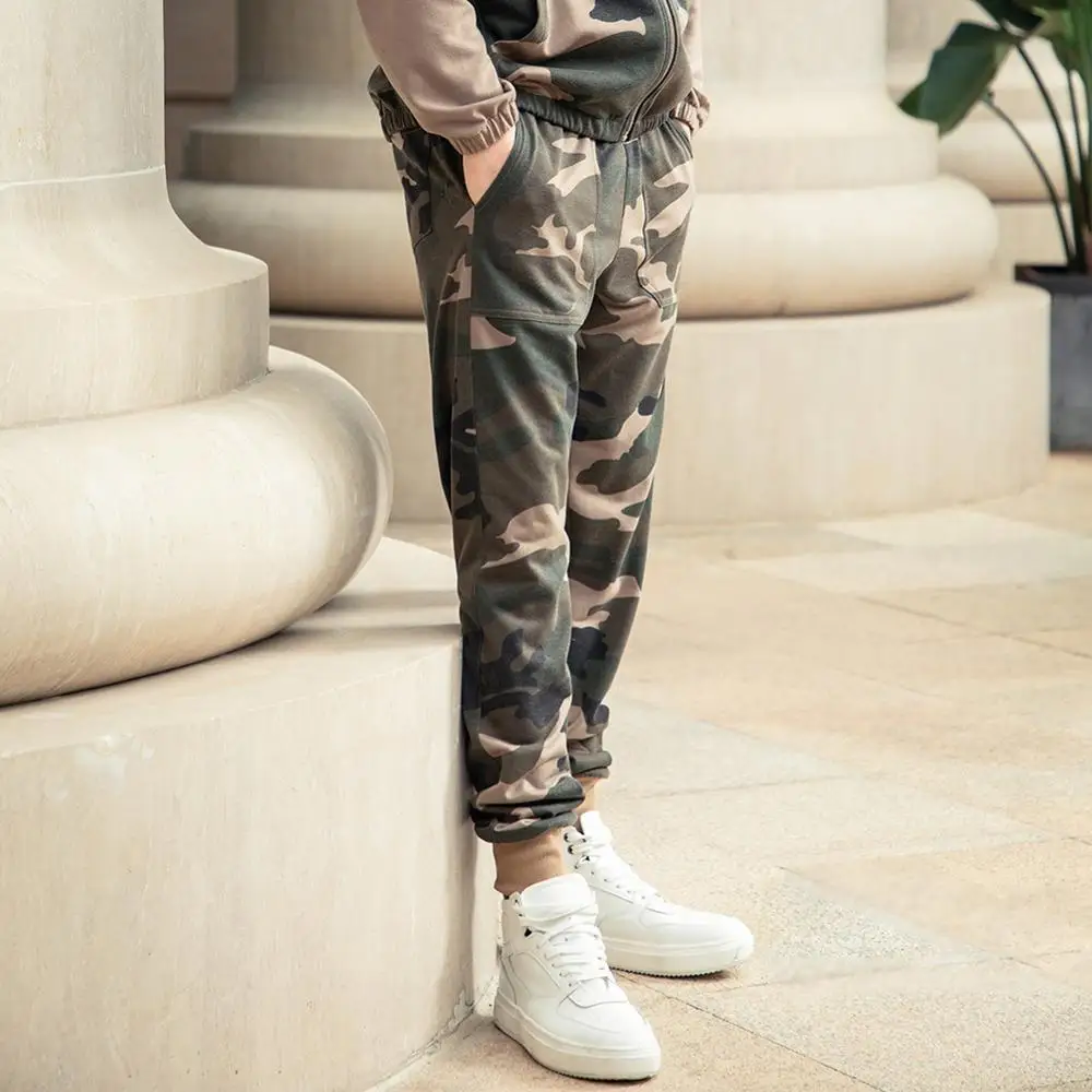 Мужской Камуфляжный спортивный костюм теплый тренировочный с капюшоном Свитшот