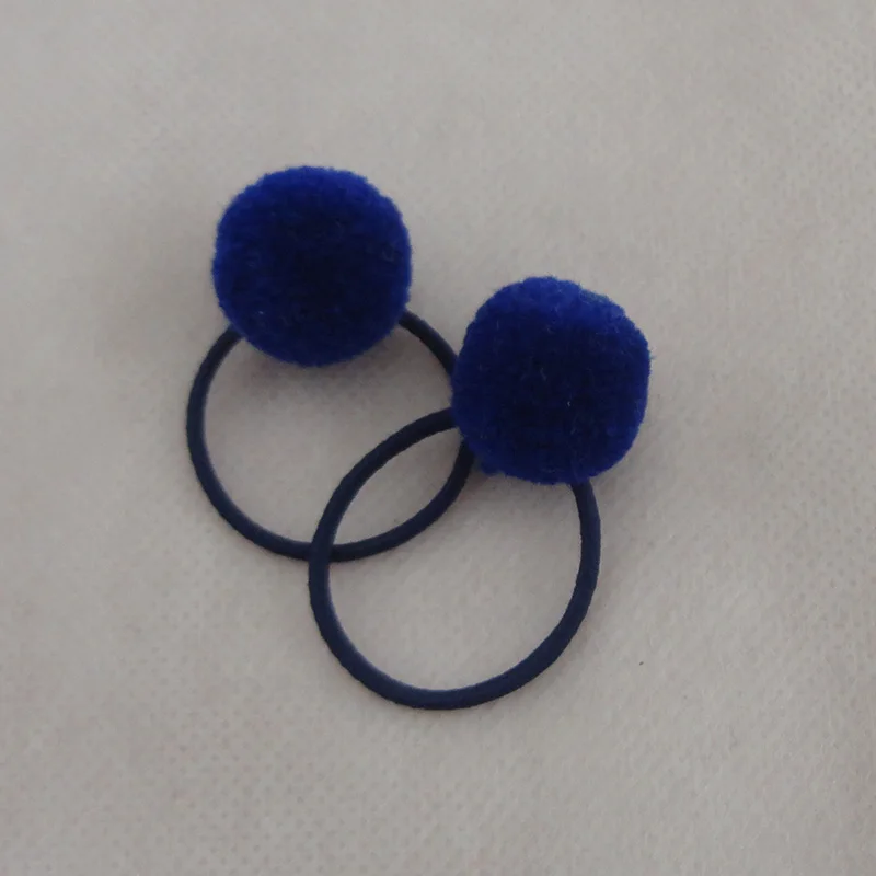 Navy blue hair tie 10 шт. 2,0 см Кашемир мех шарик-помпон эластичные резинки для волос для детей Детские конский хвост держатели для волос веревки с бархатным шариком - Цвет: Navy blue hair tie