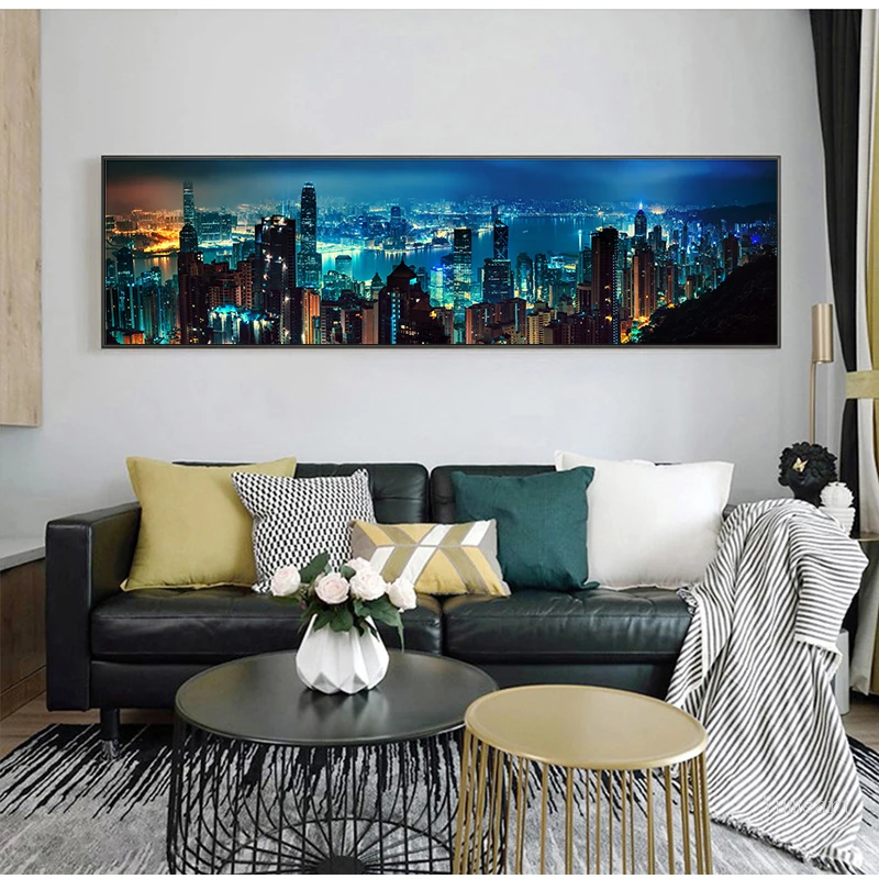 YUMEART городской постер ночного вида и печать на холсте живопись современный стиль