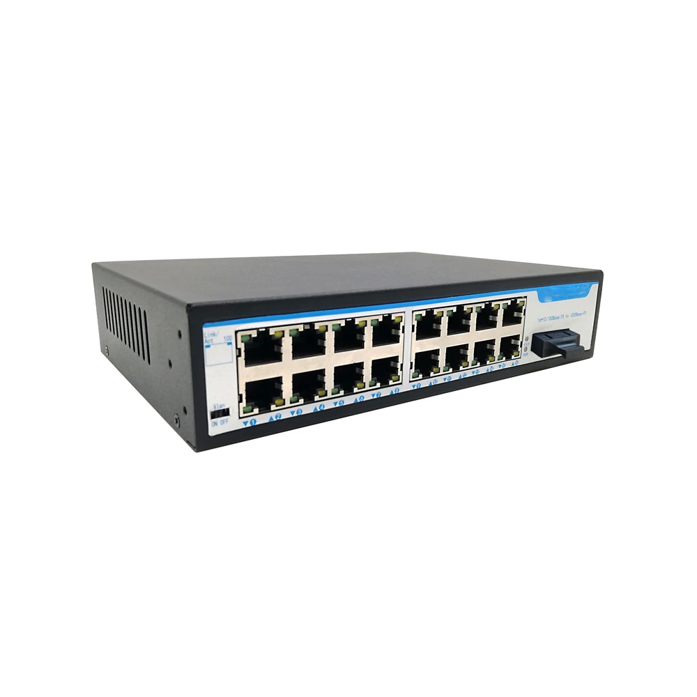 Волоконный коммутатор sfp 16 портов 10/100 Мбит/с + 1 порт 1000 гигабитный