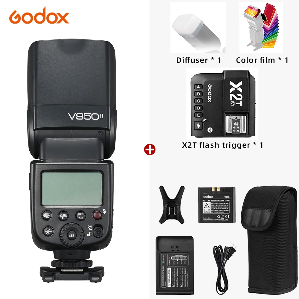

Godox V850II 2.4G GN60 Wireless X System Li-ion Battery Speedlite with X2 Trigger Transmitter for Canon Nikon Sony Fuji Olympus