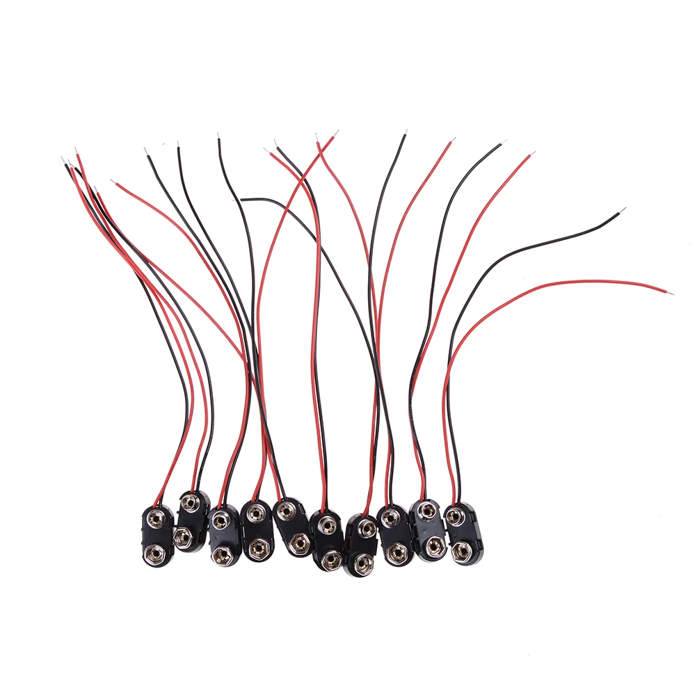 

10pcs /lot 9V Battery Snap Connector Clip Lead Wires Holder I Type 150mm