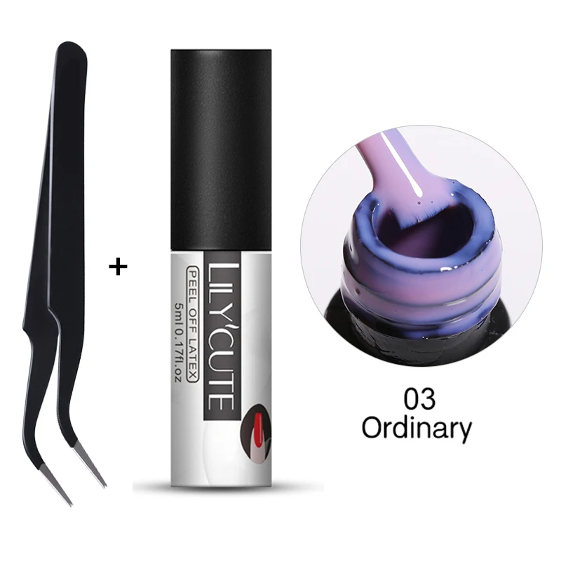 03 ordinary-black LILYCUTE 5 мл гель для ногтей жидкая лента отшелушивается от белого цвета без запаха быстрая сушка гель для ухода за кожей края ногтей Полировочный для ногтей, Маникюрный Инструмент - Цвет: 03 ordinary-black